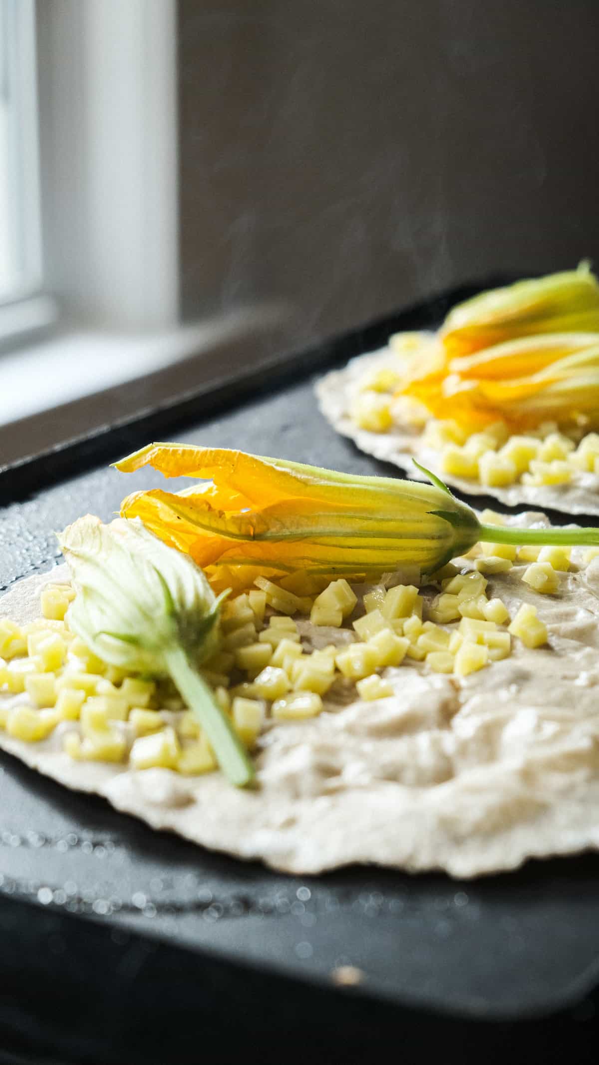 Zucchini flower quesadilla