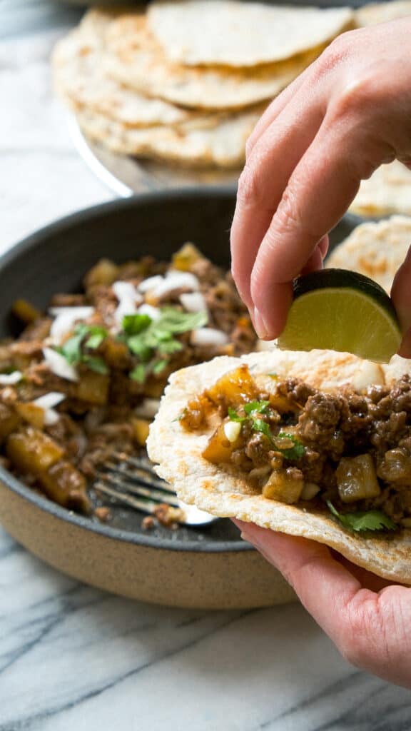 Mexican dish with ground beef and potatoes