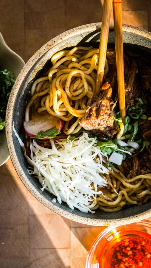 Ramen noodles with Birria