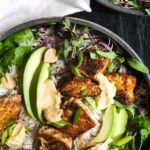 Spicy salmon rice bowl