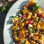 grilled peach and burrata salad