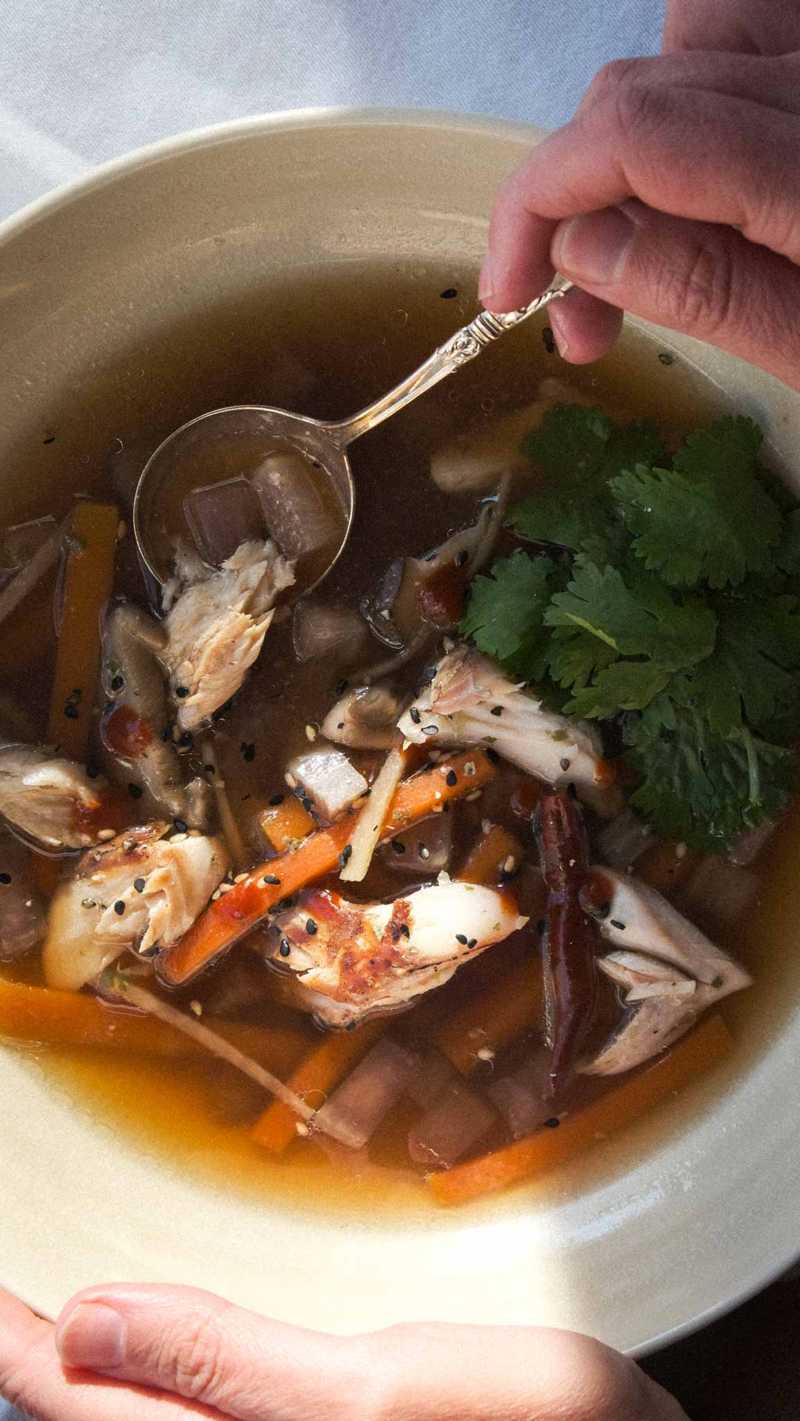 broth with fish and vegetables